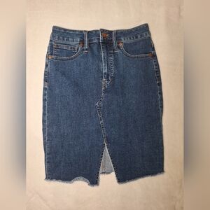 Madewell Blue Denim Pencil Skirt with Front Slit